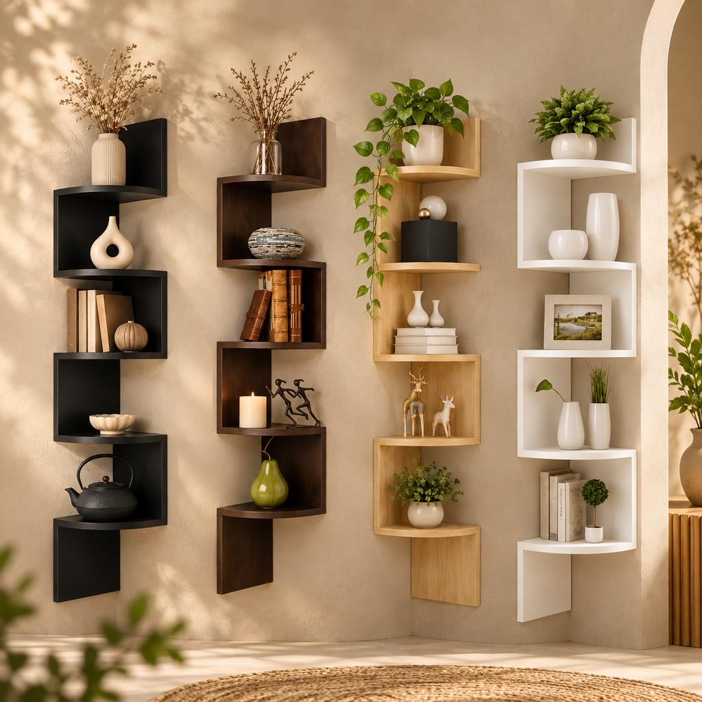 Modern Multi-Tier Corner Wall Shelf