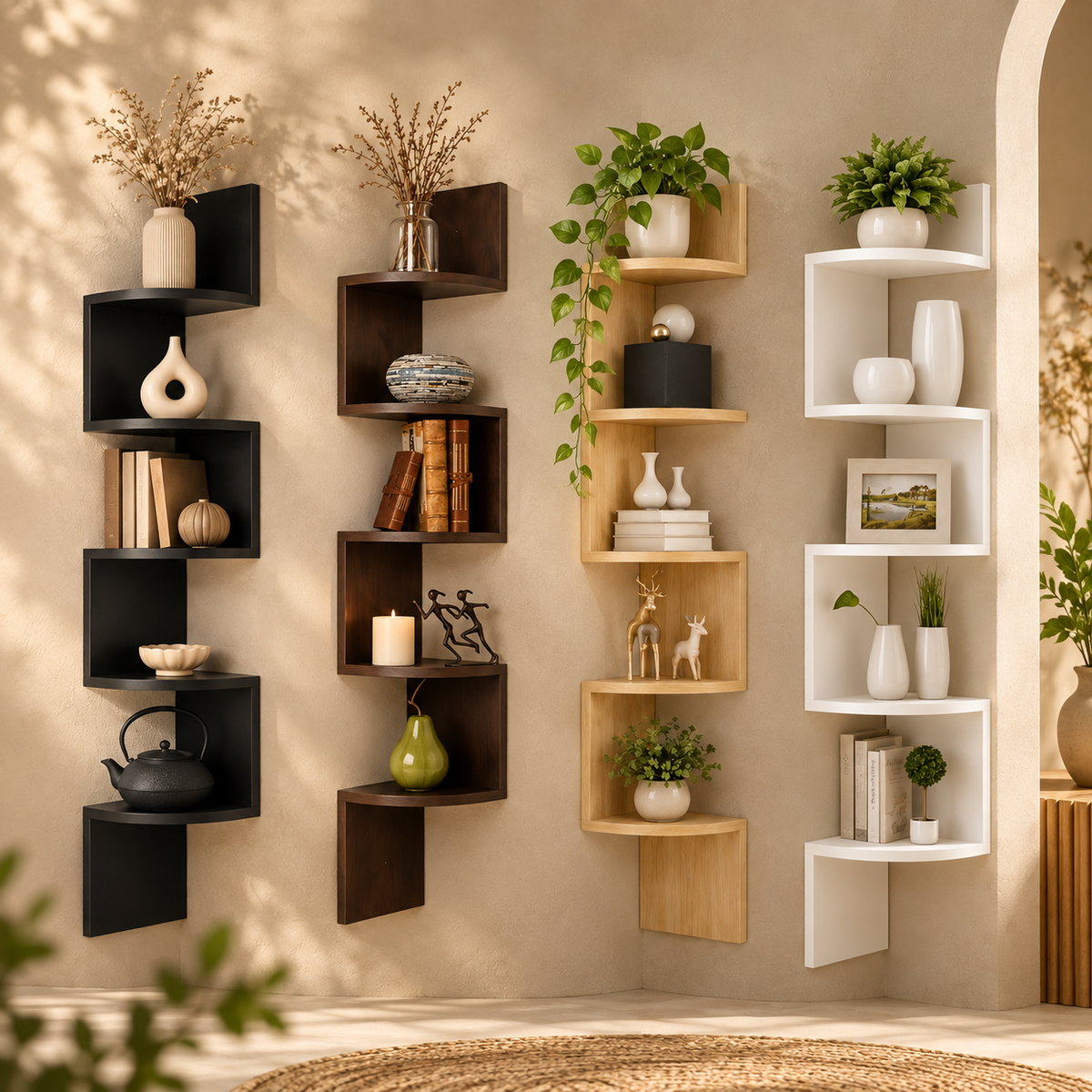 Modern Multi-Tier Corner Wall Shelf