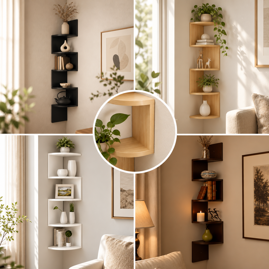Modern Multi-Tier Corner Wall Shelf