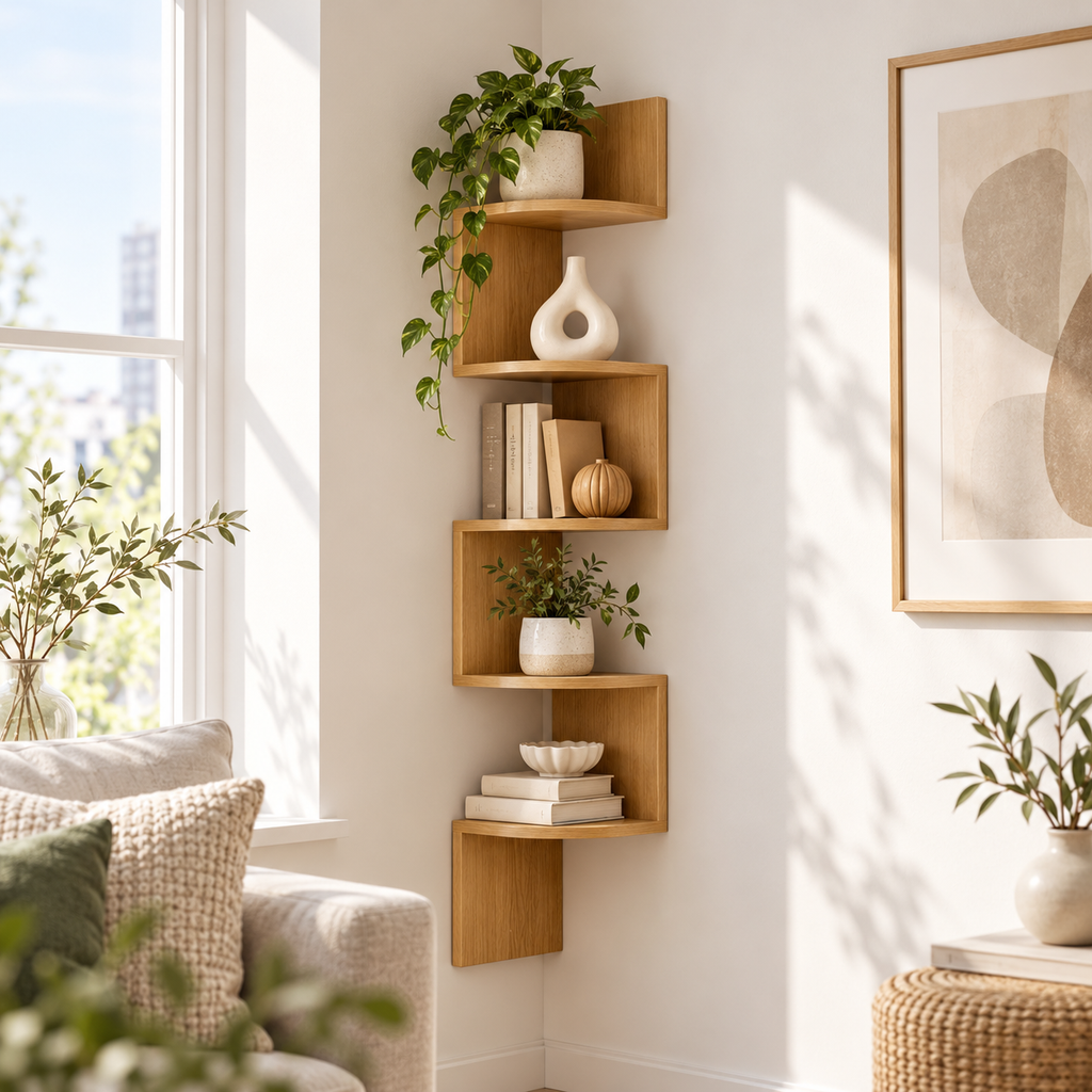 Modern Multi-Tier Corner Wall Shelf