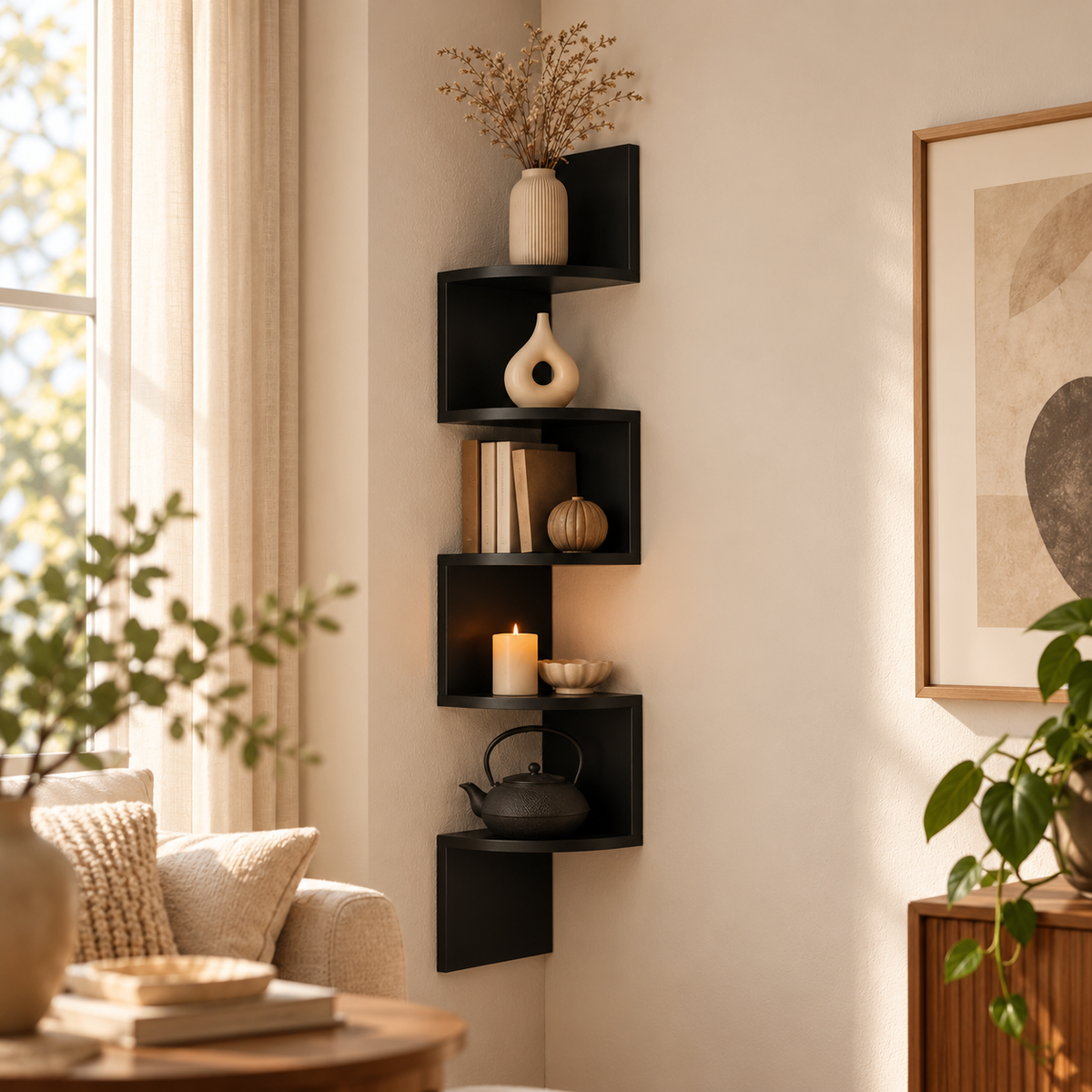Modern Multi-Tier Corner Wall Shelf