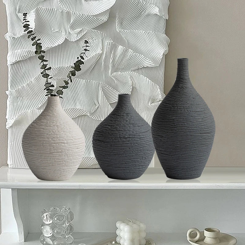 Nordic Ceramic Flower Vase Narrow Mouth Home Decor