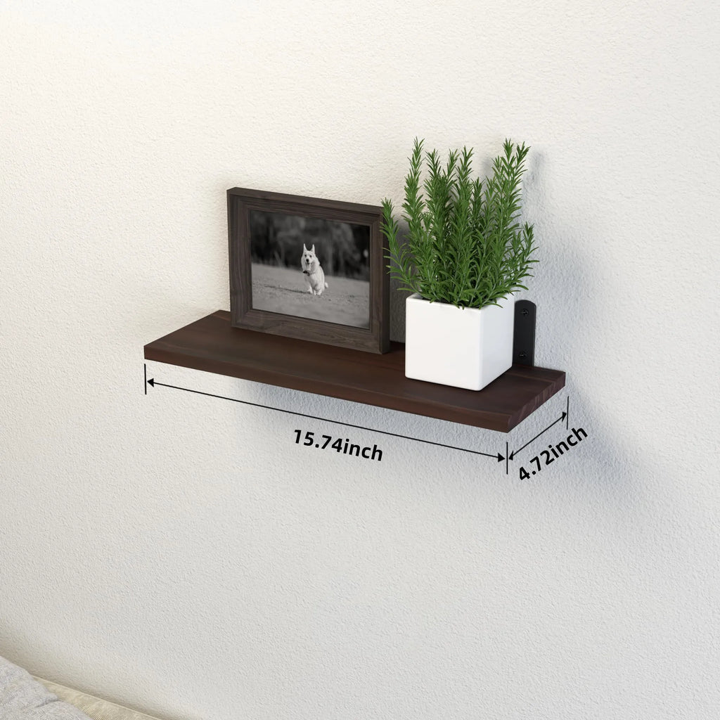 Rustic Solid Wood Floating Wall Shelves Set of 3