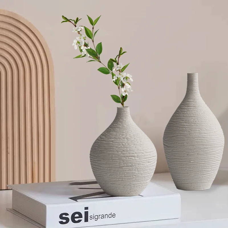 Nordic Ceramic Flower Vase Narrow Mouth Home Decor