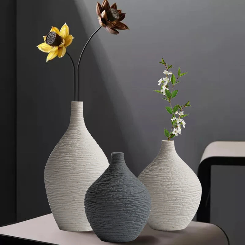 Nordic Ceramic Flower Vase Narrow Mouth Home Decor