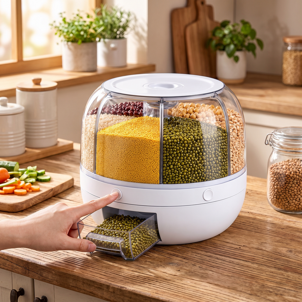 Airtight Stackable Grain Storage Container in use