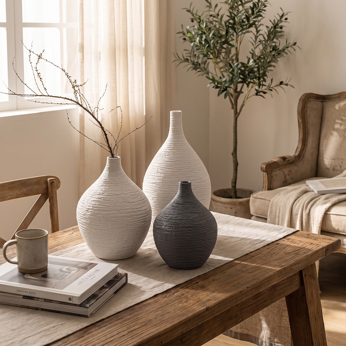Nordic Ceramic Flower Vase in use